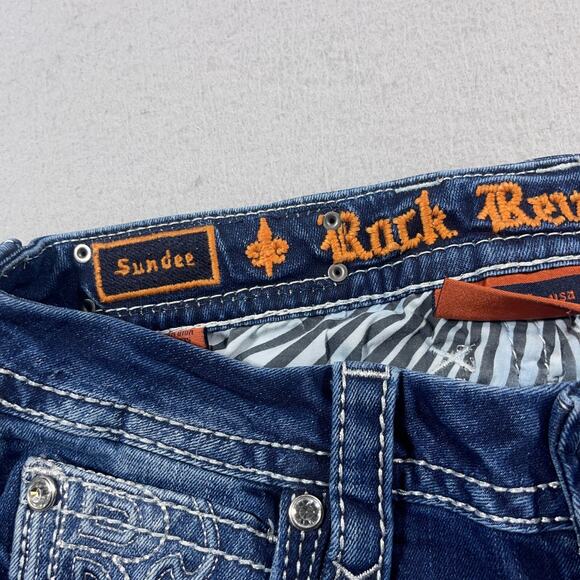 Rock‎ Revival Jeans Women 26 Sundee Bootcut Stretch Medium Wash Embroidered - Picture 10 of 16
